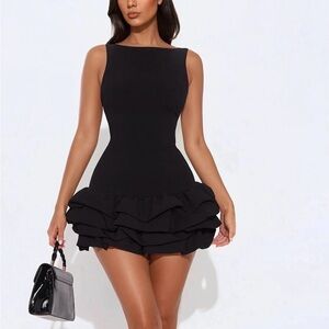 Fashion Nova Black Ruffle Mini Dress